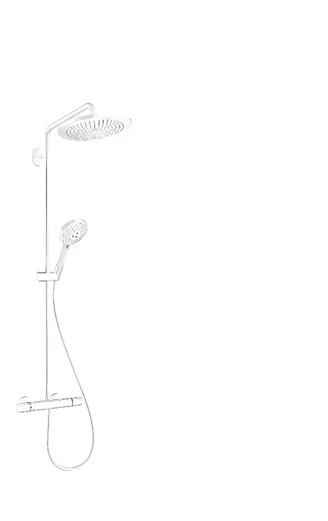 Hansgrohe Croma-Select dušo sistema su termostatiniu maišytuvu matinės baltos spalvos, su viršutiniu dušu 280 mm