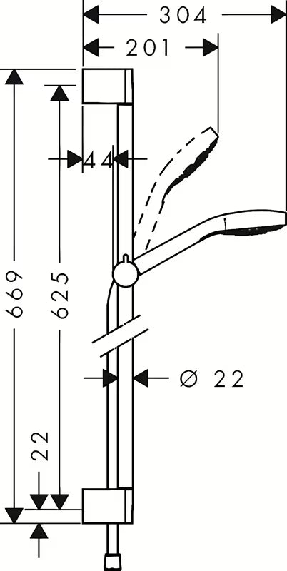 Hansgrohe Croma Select E dušo komplektas baltos ir chromo spalvos su rankiniu dušu ir stovu Unica