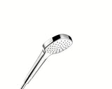 Hansgrohe Croma Select E dušo komplektas baltos ir chromo spalvos su rankiniu dušu, Unica stovu ir žarna