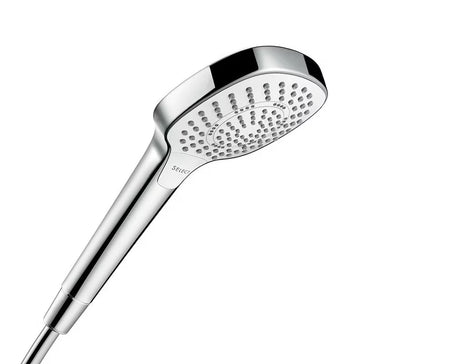 Hansgrohe Croma Select E dušo komplektas baltos ir chromo spalvos su rankiniu dušu ir stovu Unica