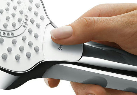 Hansgrohe Croma Select E dušo komplektas baltos ir chromo spalvos, su rankiniu dušu ir stovu Unica