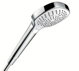 Rankinis dušelis Hansgrohe Croma Select E baltos/chromo spalvos su mygtuku Select, 110 mm skersmens