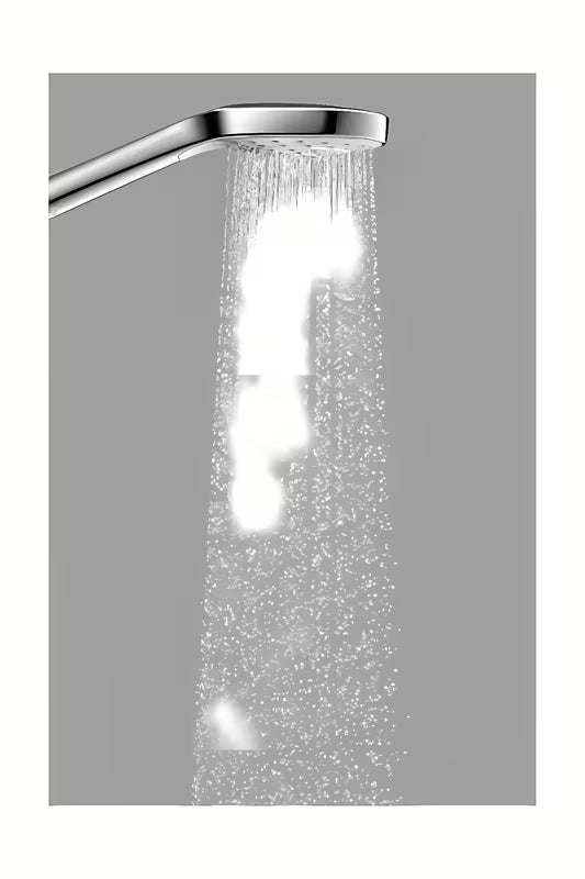 Rankinis dušelis Hansgrohe Croma Select E baltos/chromo spalvos su mygtuku Select, 110 mm skersmens