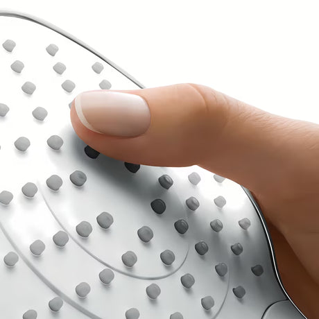 Rankinis dušelis Hansgrohe Croma Select E baltos/chromo spalvos su mygtuku Select, 110 mm skersmens