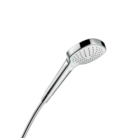Rankinis dušelis Hansgrohe Croma Select E Vario baltos/chromo spalvos su mygtuku Select, 110 mm skersmens.