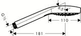 Rankinis dušelis Hansgrohe Croma Select E Vario baltos/chromo spalvos su mygtuku Select, 110 mm skersmens.