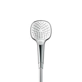 Rankinis dušelis Hansgrohe Croma Select E Vario baltos/chromo spalvos su mygtuku Select, 110 mm skersmens.