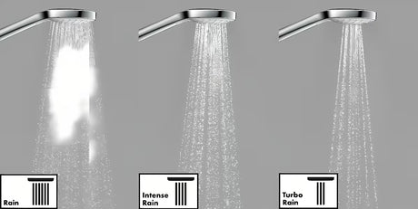 Rankinis dušelis Hansgrohe Croma Select E Vario baltos/chromo spalvos su mygtuku Select, 110 mm skersmens.