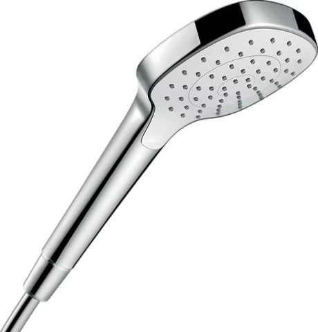 Rankinis dušo galvutė Hansgrohe Croma Select E baltos ir chromo spalvos, su Rain srove
