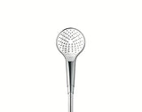 Dušo komplektas Hansgrohe Croma Select S baltos ir chromo spalvos, su 3jet rankiniu dušu, Unica stovu ir 1,60 m žarna.
