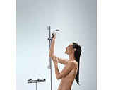 Dušo komplektas Hansgrohe Croma Select S baltos ir chromo spalvos su 3 srovių rankiniu dušu, Unica stovu ir 1,60 m žarna.