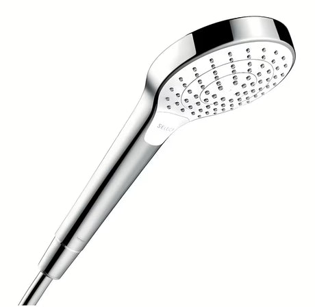 Rankinė dušo galvutė Hansgrohe Croma Select S Vario balta/chromas su mygtuku Select, 110 mm skersmens