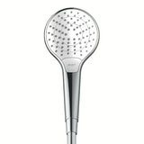 Rankinis dušas Hansgrohe Croma Select S baltos ir chromo spalvos su mygtuku Select, trijų srovių