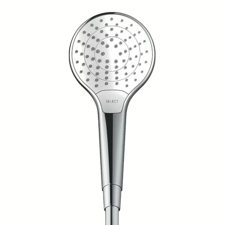 Rankinis dušas Hansgrohe Croma Select S baltos ir chromo spalvos su mygtuku Select, trijų srovių