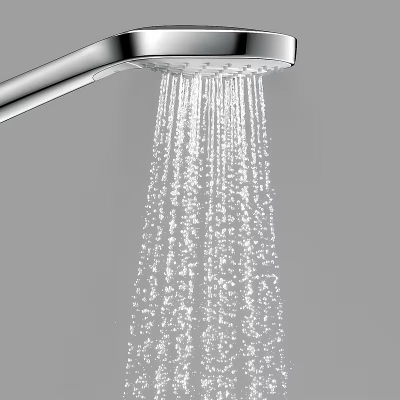 Rankinis dušas Hansgrohe Croma Select S baltos ir chromo spalvos su mygtuku Select, trijų srovių