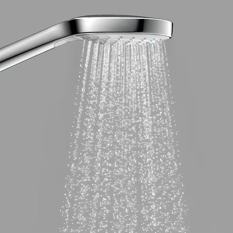 Rankinis dušas Hansgrohe Croma Select S baltos ir chromo spalvos su mygtuku Select, trijų srovių