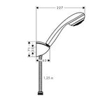 Hansgrohe Crometta 85 rankinio dušo komplektas chromo spalvos su 85 mm rankiniu dušeliu, laikikliu ir dušo žarna