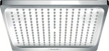 Viršutinis dušas Hansgrohe Crometta E 240, chromo spalvos, su Rain srove ir kvadratine 240 × 240 mm galvute.