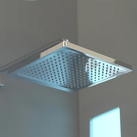 Viršutinis dušas Hansgrohe Crometta E 240, chromo spalvos, su Rain srove ir kvadratine 240 × 240 mm galvute.