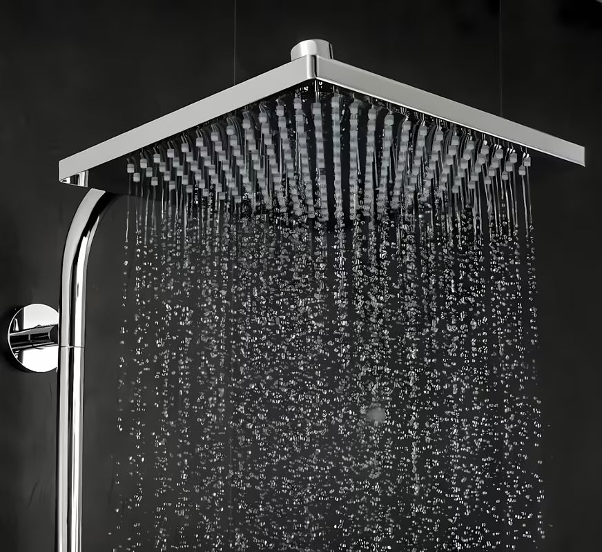 Hansgrohe Crometta E dušo sistema su termostatiniu maišytuvu chromo spalvos, su viršutiniu ir rankiniu dušu