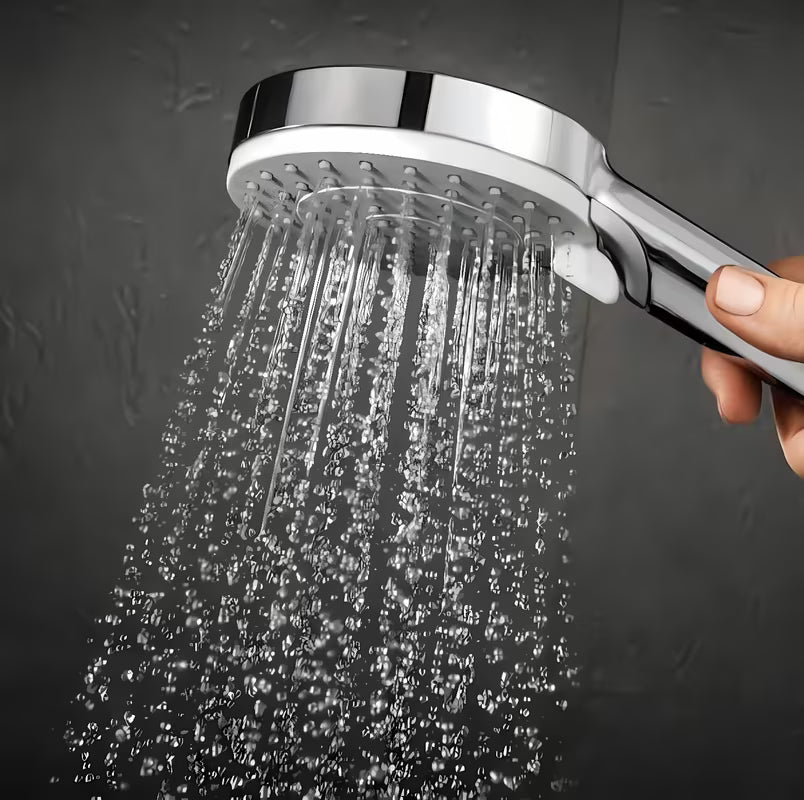 Hansgrohe Crometta E dušo sistema su termostatiniu maišytuvu chromo spalvos, su viršutiniu ir rankiniu dušu