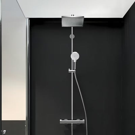 Hansgrohe Crometta E dušo sistema su termostatiniu maišytuvu chromo spalvos su 240 mm viršutiniu dušu ir rankiniu dušu