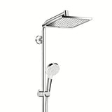 Hansgrohe Crometta E dušo sistema chromo spalvos su 240x240 mm viršutiniu dušu ir rankiniu dušu