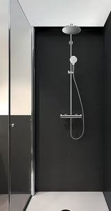 Hansgrohe Crometta S dušo sistema su termostatiniu maišytuvu, viršutinis dušas 240 mm ir rankinis dušas, chromas