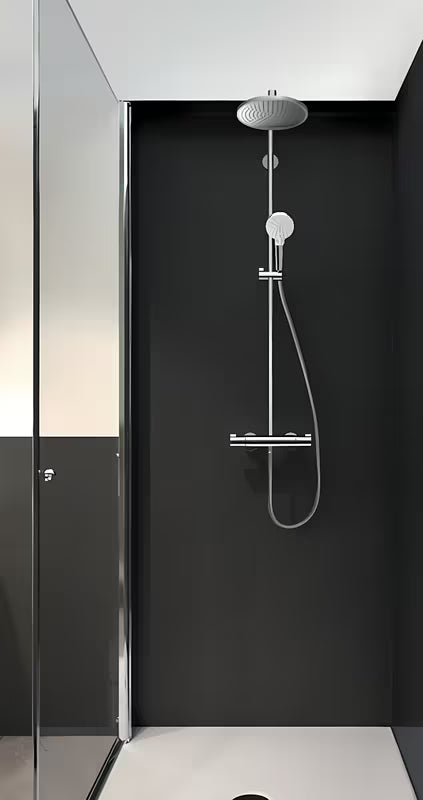 Hansgrohe Crometta S dušo sistema su termostatiniu maišytuvu, viršutinis dušas 240 mm ir rankinis dušas, chromas