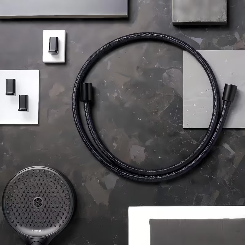 Tekstilinė dušo žarna hansgrohe Designflex matinės juodos spalvos, 1,60 m ilgio