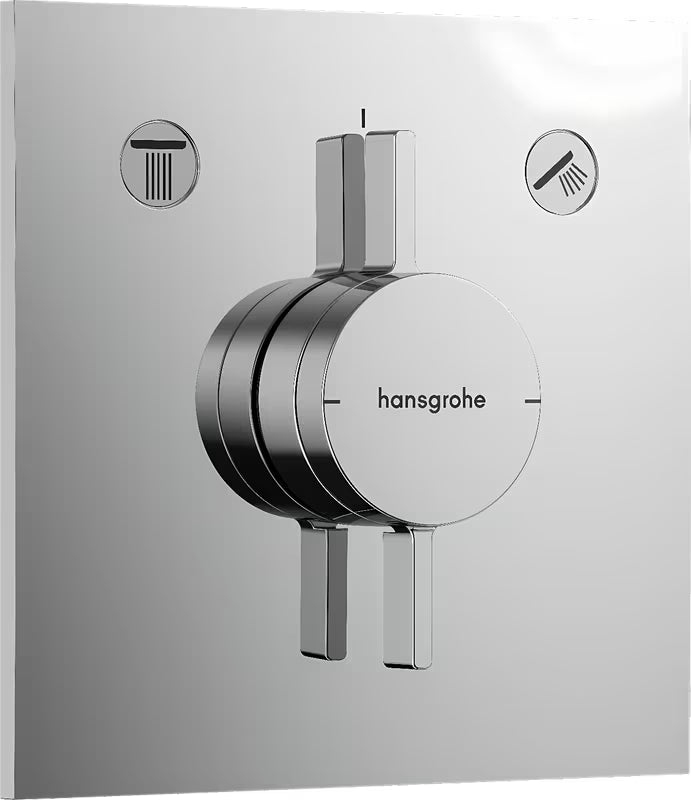 Potinkinė dušo maišytuvas Hansgrohe duoturn E chromo spalvos, pro dviejų vartotojų valdymas.