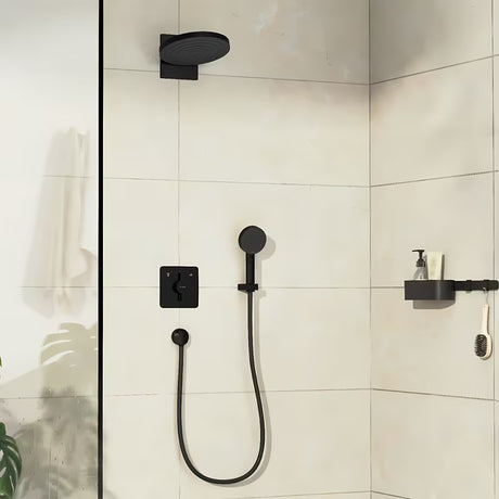 Potinkinė dušo maišytuvas hansgrohe duoturn Q matinės juodos spalvos, pro dviejų vartotojų valdymui.