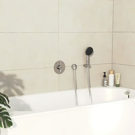 Potinkinė dušo maišytuvas hansgrohe duoturn S chromo spalvos, pro dviejų vartotojų valdymui.