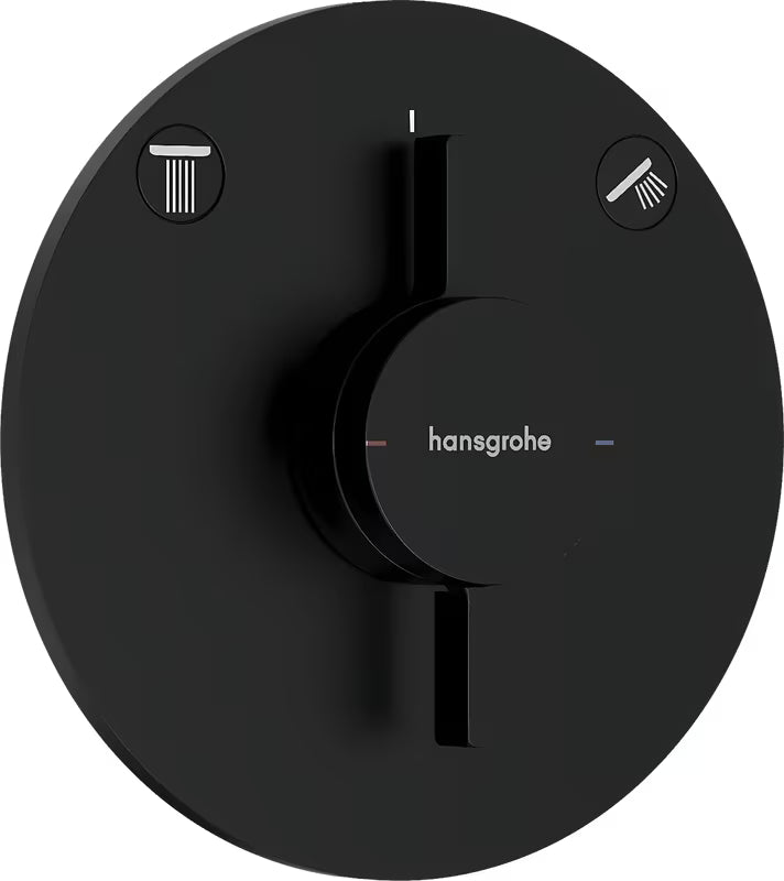 Potinkinė dušo maišytuvas Hansgrohe duoturn S matinės juodos spalvos, pro dviejų vartotojų valdymui.