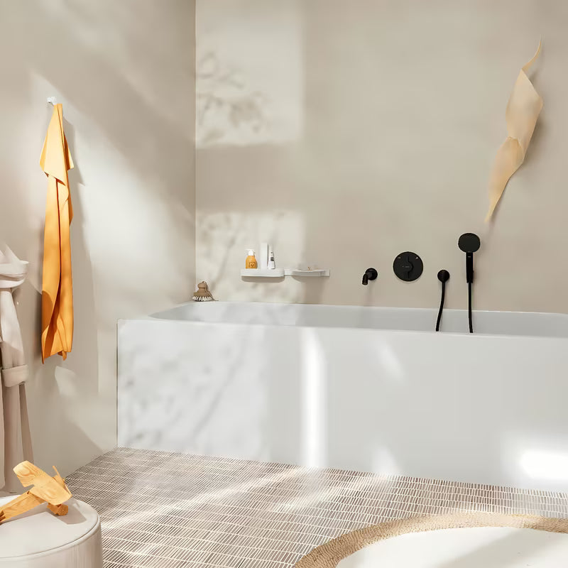 Potinkinė dušo maišytuvas Hansgrohe duoturn S matinės juodos spalvos, pro dviejų vartotojų valdymui.