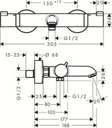 Hansgrohe Ecostat Comfort termostatinė sieninė vonios maišytuvas chromo spalvos