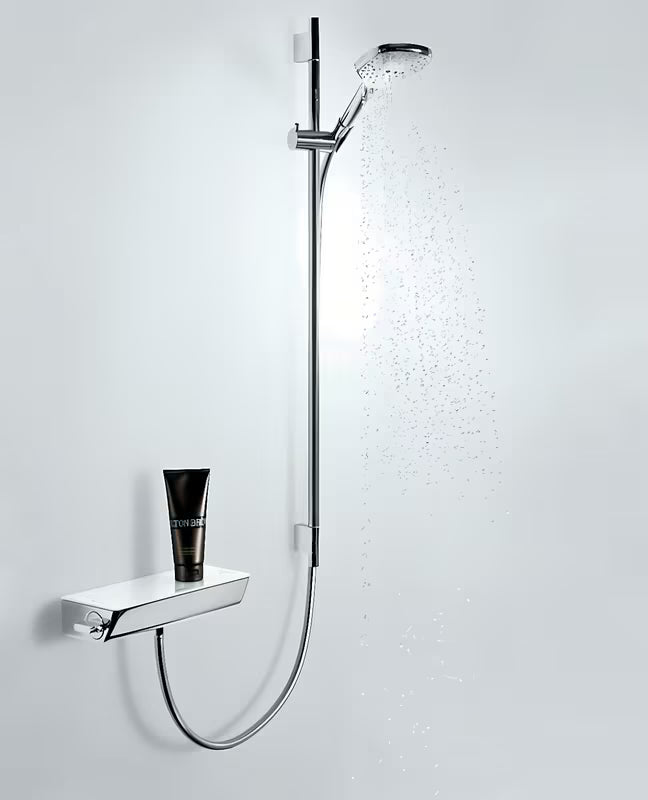 Hansgrohe Ecostat Select termostatinė dušo maišytuvas chromo spalvos su lentynėle iš veidrodinio saugaus stiklo