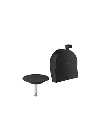 Hansgrohe Exafill S dangteliai vonios sifonui vonios sifono automatas matinės juodos spalvos su išvadu į vonios, nutekėjimu ir persipylimu.