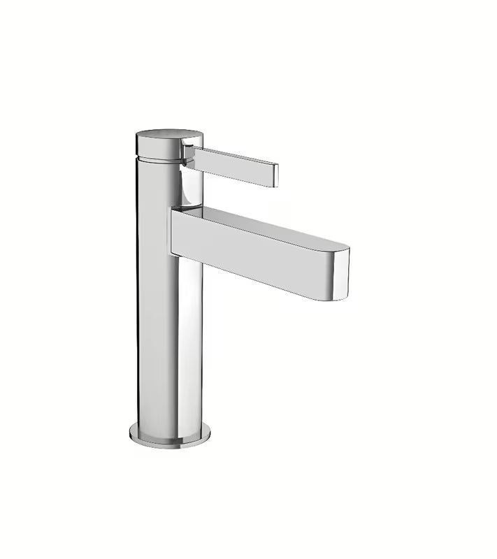 Chromo spalvos praustuvo svirtinis maišytuvas Hansgrohe Finoris su praustuvo dugno vožtuvas su trauke, minimalistinio dizaino.
