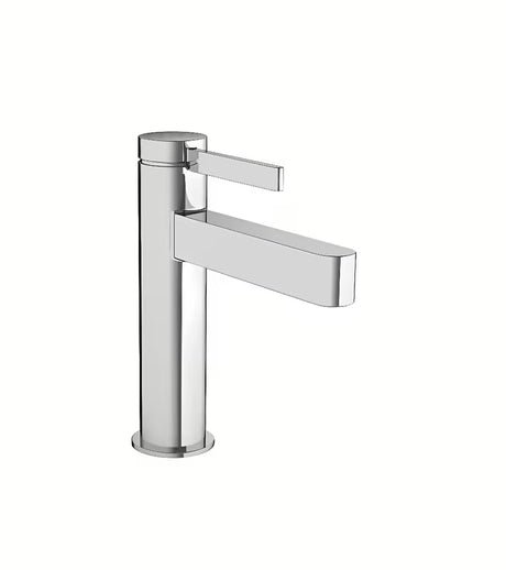 Chromo spalvos praustuvo svirtinis maišytuvas Hansgrohe Finoris su praustuvo dugno vožtuvas su trauke, minimalistinio dizaino.