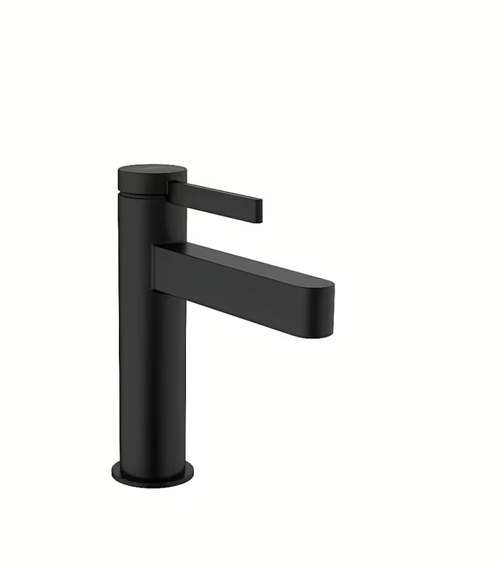 Hansgrohe Finoris svirtinis praustuvo maišytuvas juodos matinės spalvos su praustuvo dugno vožtuvas ir traukute