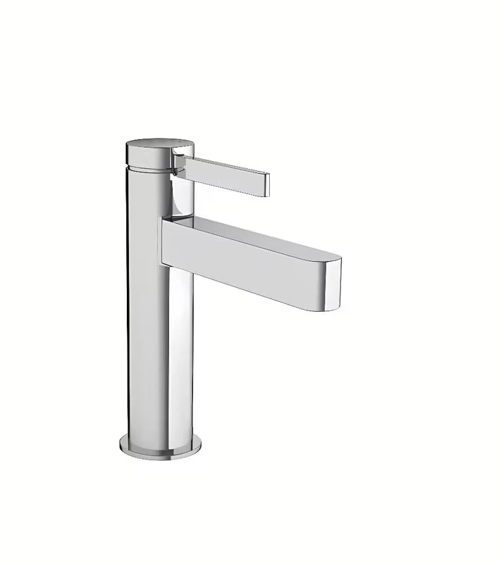 Chromuota svirtinis praustuvo maišytuvas hansgrohe Finoris 110 su push-open dugno vožtuvu.