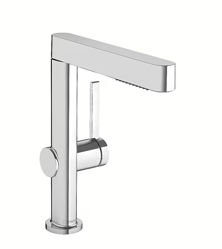 Chromo spalvos praustuvo maišytuvas hansgrohe Finoris 230 su ištraukiamu dušeliu su Select mygtuku