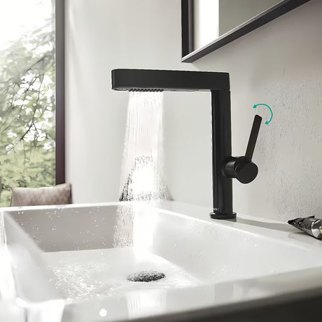 Hansgrohe Finoris praustuvo maišytuvas juodos matinės spalvos su ištraukiamu dušeliu