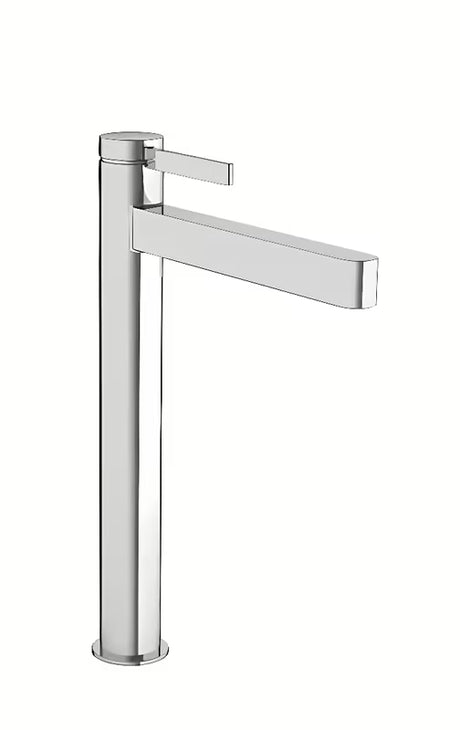 Aukšta praustuvo svirtinis maišytuvas Hansgrohe Finoris chromo spalvos su push-open dugno vožtuvu.