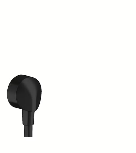 Hansgrohe fixfit išvadas potinkinis montuojamas ant sienos, apvalaus dizaino, matinės juodos spalvos.