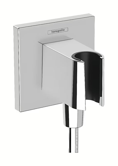 Hansgrohe fixfit E išvadas potinkinis vandens su laikikliu rankinis dušai chromo spalvos, kvadratinio dizaino.