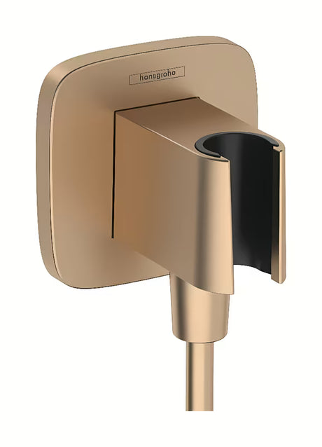 Potinkinis sieninis išvadas hansgrohe fixfit Q su dušo laikikliu, šukuoto bronzo apdailos.