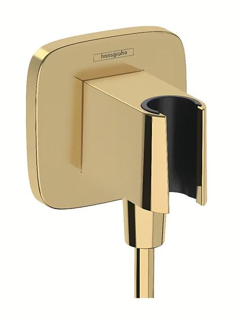 Hansgrohe fixfit Q išvadas potinkinis su dušo laikikliu, blizgaus aukso spalvos, montuojamas ant sienos
