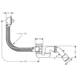 Hansgrohe Flexaplus automatinis sifonas voniai pilkos spalvos pro standartinis vonios